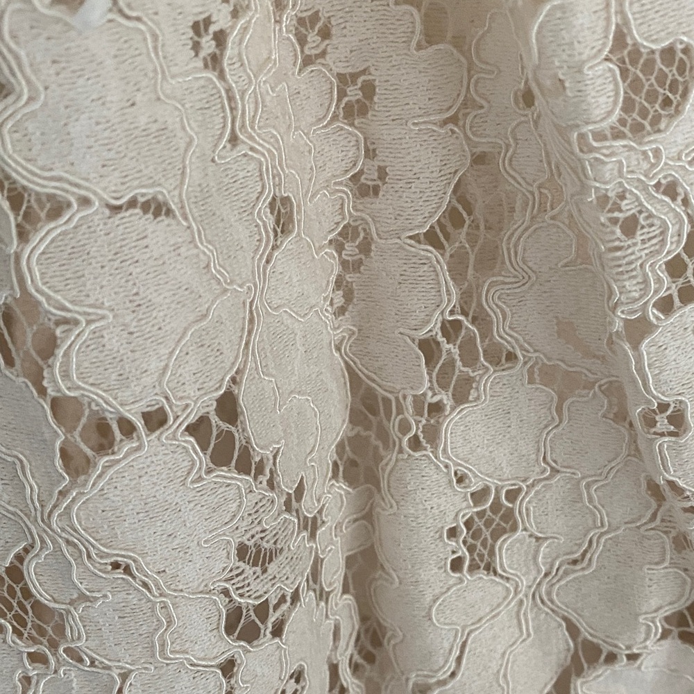 LOFT Lace Peplum Blouse NWT Cream Tie Front Romantic Cottagecore Top Size Small - Picture 4 of 10